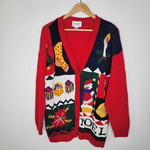 Cardigan Tricoté Carly St Claire Motif Bonhomme De Neige - Taille M, Occasion Très Bon état